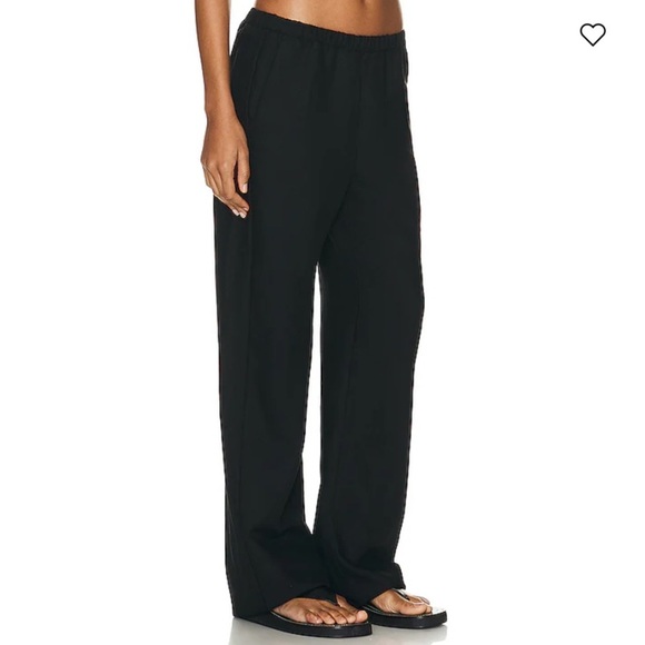 Enza Costa Twill Everywhere Pant Tencel Linen Cotton Pull On Elastic Waist Black - Picture 3 of 5